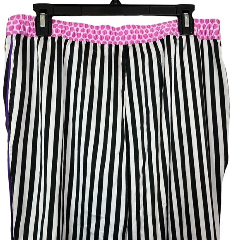 JUICY COUTURE Black White Pink Purple Satin Pajama Pants Loungewear Sleep sz M